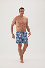 Cottons & Clouds Erkek İki Yan Cep Detaylı Su İtici Özellikli Desenli Mayo Şort CC0705