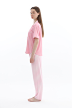 Shefame Kadın Çizgili Önden Düğmeli Kısa Kollu Pijama Takımı 261K7093PI