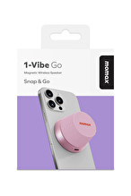Momax BS6HKP Vibe Go Manyetik Wireless Taşınabilir Kablosuz Bluetooth Hoparlör Pembe