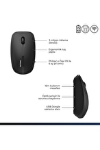 Philips SPK7418 Kablosuz Bluetooth 1600DPI 4 Tuşlu Optik Sessiz Mouse Siyah