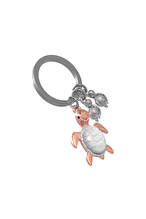 Metalmorphose Kaplumbağa Ailesi Anahtarlık Beyaz- Rose Gold - Gümüş MTM195-01