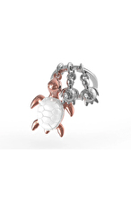 Metalmorphose Kaplumbağa Ailesi Anahtarlık Beyaz- Rose Gold - Gümüş MTM195-01