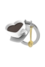 Metalmorphose Kalp Kahve Fincanı Anahtarlık Beyaz / Kahverengi / Gold MTM216-01
