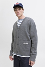Jack&Jones Erkek Hırka 12282732 DARK GREY MELANGE