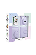 Instax mini 12 Lila Fotoğraf Makinesi 10'lu Film Kare Albüm ve Deri Kılıf Bundle Box