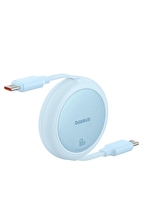 Baseus Free2Pull Mini Makaralı USB-C 60W Hızlı Şarj ve Data Kablosu, Mavi