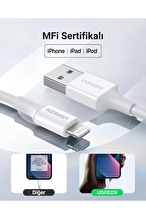 UGREEN Lightning to USB-A MFi Sertifikalı İphone Hızlı Şarj Kablosu 1 Metre Beyaz 20728