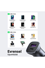 UGREEN PD 30W QC PD Alüminyum Araç Çakmaklık Şarj Cihazı 1xUSB-C 1xUSB-A Gri 40858