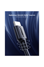 UGREEN USB-C 60W 3A QC PD Hızlı Şarj Kablosu 1 Metre Siyah 50997