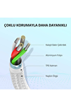 UGREEN USB-C to USB-A 3A QC Örgülü Hızlı Şarj Kablosu 2 Metre Gümüş Beyazı 60133