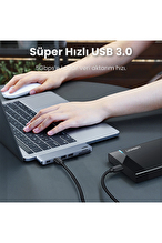 UGREEN 6-in-2 1*Thunderbolt 3 6K Video 100W PD 40Gps Type-C 2*USB 3.0 4K/30Hz HDMI SD Micro SD Port Çoklayıcı Hub 80856