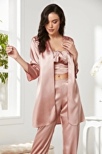 Pierre Cardin Kadın Saten 3'lü Pijama Takımı