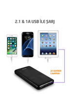 Asonic AS-P10 10000mAh 2*USB Output Powerbank Siyah Taşınabilir Pil Şarj Cihazı