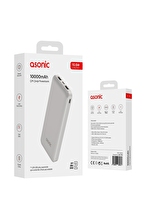 Asonic AS-P10 10000mAh 2*USB Output Powerbank Beyaz Taşınabilir Pil Şarj Cihazı