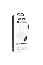 S-link SL-EC35PD 36W PD 3.0 Lightning PD Kablo 3.4A Hızlı Şarj PD 18W + USB QC3.0 Beyaz Araç Şarj Cihazı