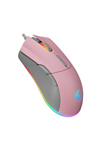 Rampage SMX-R21 COMPACT Usb Pembe/Gri RGB Işıklı+Macro 7200dpi / 1000hz Gaming Oyuncu Mouse