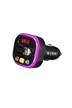 S-link SL-BT306 Çift USB 5V 3.1A Rainbow Işıklı Led Ekran TF Kartlı V5.0 Bluetooth Fm Transmitter