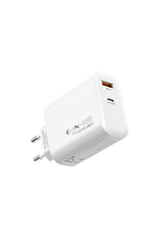 S-link SL-EC68 45W GAN PD 30W / QC 18W Type Type USB-C +USB A Hızlı Beyaz EV/NOTEBOOK Şarj Adaptör