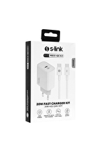 S-link SL-EC62TP Type-C 20W PD3.0 Quick Charge QC4.0 Kablo + Ev Şarj Adaptör