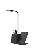 S-link SL-M9054 Siyah TypeC 15W Kablosuz Şarj Cihazı Kalemlikli Masa Lambası