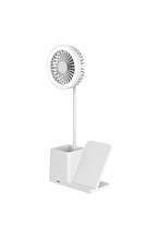 S-link SL-M9055 Beyaz TypeC 10W Kablosuz Şarj Cihazı Fanlı Kalemlikli Masa Lambası