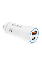 S-link SL-AC55PD 32W PD + USB QC3.0 Beyaz Araç Şarj Cihazı