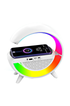 Mikado MD-G111 Beyaz 10W 1800mAh BT/TF/USB/15W Wireless Şarj RGB Işıklı Speaker