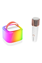Mikado MD-16BT Favorite Beyaz TF Kart Destekli Bluetooth Wireless Karaoke Mikrofonlu 1200mAh Taşınabilir Speaker