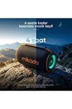 Mikado MD-31BT Siyah IPX6 15W RGB Işıklı 2400mAh TF KART+USB Destekli Bluetooth Hoparlör