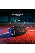 Mikado MD-32BT Siyah IPX6 30W RGB Işıklı 4500mAh TF KART+USB Destekli Bluetooth Hoparlör