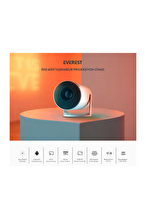 Everest PJ10 Beyaz Mini Taşınabilir 1280*720P 6500 Lümen 120 ANSIL Android 11 Ekran Yansıtmalı HD Projeksiyon Cihazı