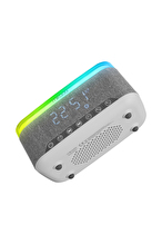 Mikado MD-W8 1200mAh 10W Gri Bluetooth-Usb-Kablosuz Şarj RGB-Gece Lambası Özellikli Alarmlı Saat Speaker