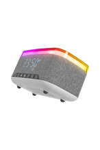Mikado MD-W8 1200mAh 10W Gri Bluetooth-Usb-Kablosuz Şarj RGB-Gece Lambası Özellikli Alarmlı Saat Speaker