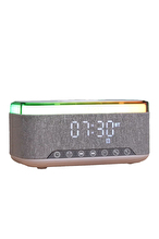 Mikado MD-W8 1200mAh 10W Gri Bluetooth-Usb-Kablosuz Şarj RGB-Gece Lambası Özellikli Alarmlı Saat Speaker