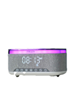 Mikado MD-W8 1200mAh 10W Gri Bluetooth-Usb-Kablosuz Şarj RGB-Gece Lambası Özellikli Alarmlı Saat Speaker