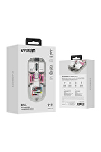 Everest SM-BT89 OPAL Şarj Edilebilir Sessiz Beyaz Transparan RGB 2in1 2BT ve 2.4GHz Kablosuz Mouse