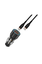 S-link SL-AC43TP TypeC to TypeC Kablolu 43W PD 25W + QC3.0 18W Siyah Araç Şarj Cihazı