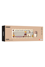 Everest KM-6287 Cookie Fildişi Kablosuz 2.4 + BT Q Klavye + Mouse Set