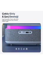 Mikado MD-W10 1200mAh 10W Gri BT, USB, Kablosuz Şarjlı RGB-Gece Lambası Özellikli Alarmlı Saat Speaker