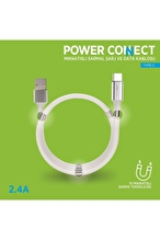 PoloSmart Psm67 Type - C Sarj Kablosu Sarma Mıknatıslı 1 Mt Beyaz