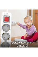 Inca IPW-44GB 5 port Akım Korumalı Led Tuşlu Priz 1.5M - Beyaz