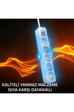 Inca IPW-44GB 5 port Akım Korumalı Led Tuşlu Priz 1.5M - Beyaz