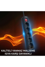 Inca IPW-44SY3 5 port Akım Korumalı Led Tuşlu Priz 3M - Siyah