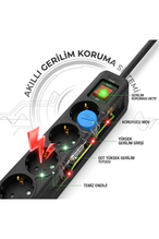 Inca IPW-44SY3 5 port Akım Korumalı Led Tuşlu Priz 3M - Siyah