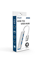 Inca Iusb 4Tux Usb Hubx4 Port Usb 3.0+3 Usb2.0 Slim Aluminyum Kasa