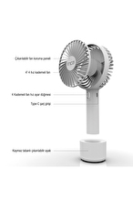 Inca IMF-12B Şarj Edilebilir 4 Speed Portable FAN White