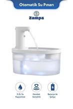 Zampa Oval Pet Otomatik Su Pınarı(Bataryalı) - Beyaz