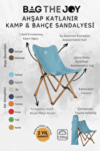 Bag The Joy Ahşap Katlanır Kamp & Bahçe Sandalyesi Kahverengi İskelet - Turkuaz