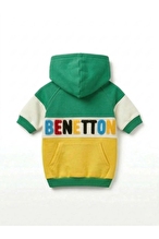 United Colors of Benetton Kapüşonlu Sweatshirt Sarı-Yeşil M