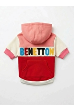 United Colors of Benetton Kapüşonlu Sweatshirt Sarı-Kırmızı XL